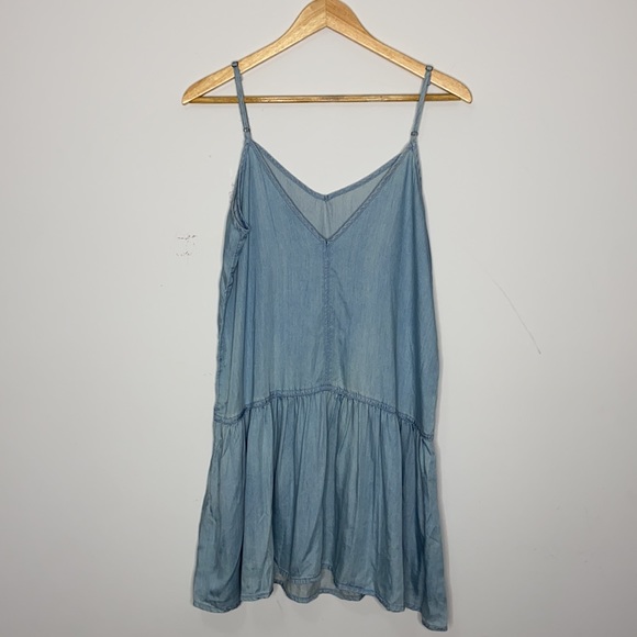 NWOT American Eagle Light Blue Chambray Drop Waist Tank Dress - Picture 4 of 10